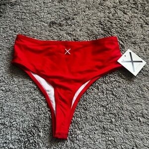 NWT Boutine LA High Rise Red Thong Bikini Bottoms